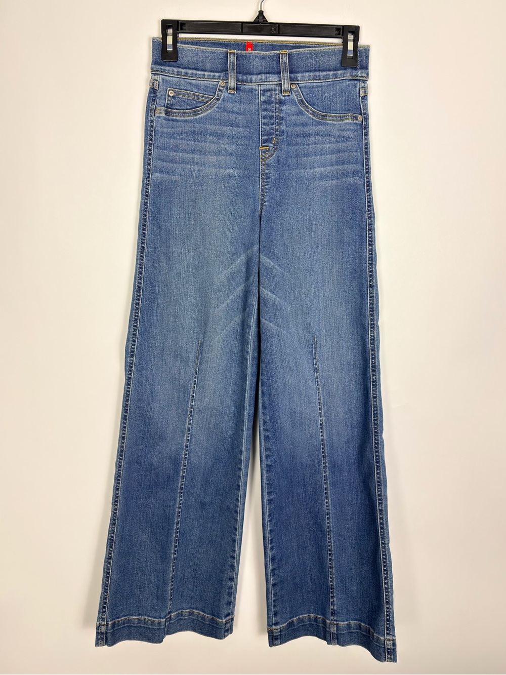 Spanx Shape Seamed Front Wide Leg Jeans Vintage Indigo Size XS Petite - Picture 7 of 16